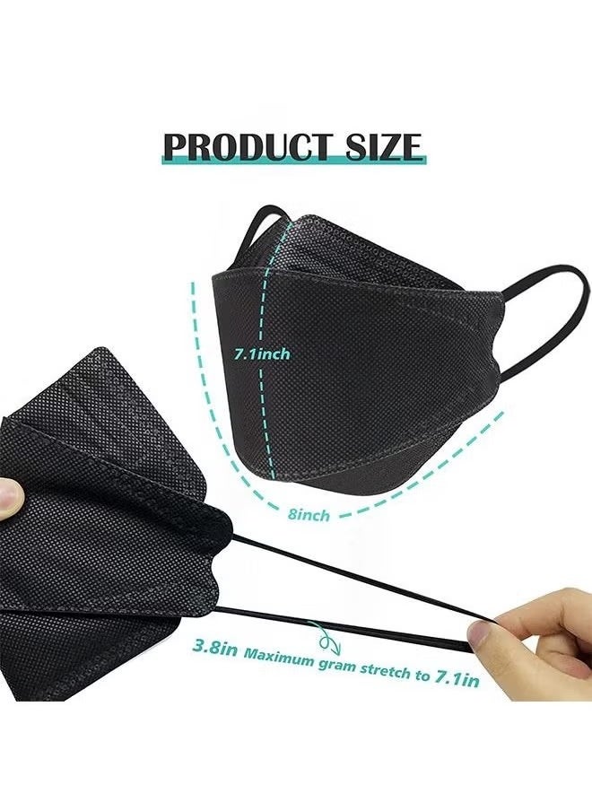 KIIUMI 10 Pcs 3D Fish Type KF94 Disposable Face Masks, Individually Wrapped Anti Dust Breathable Mask, Metal Nose Clip Earloop Mouth Cover Facial Mask (Black)  - Image 3