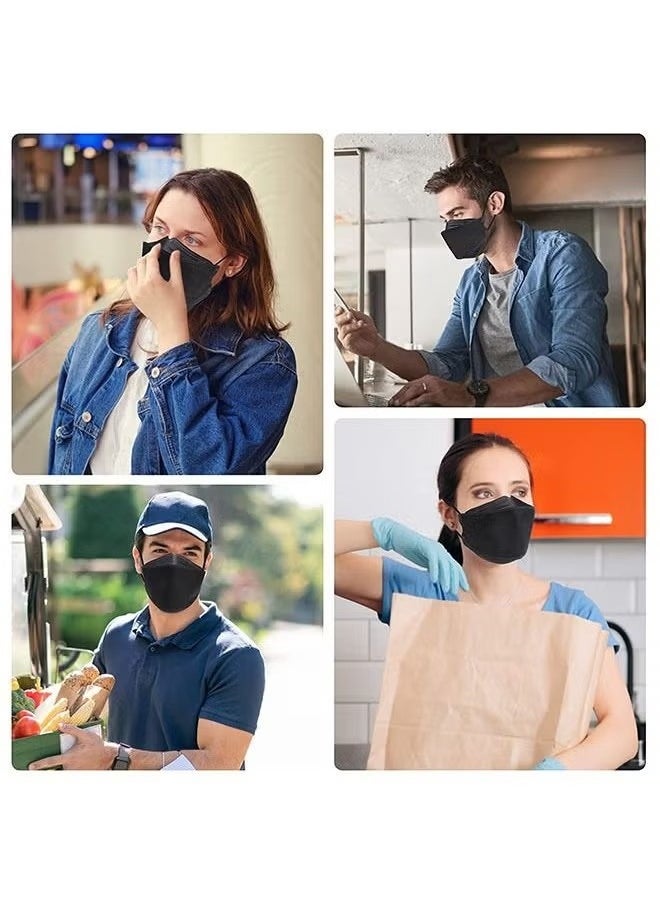 KIIUMI 10 Pcs 3D Fish Type KF94 Disposable Face Masks, Individually Wrapped Anti Dust Breathable Mask, Metal Nose Clip Earloop Mouth Cover Facial Mask (Black)  - Image 4