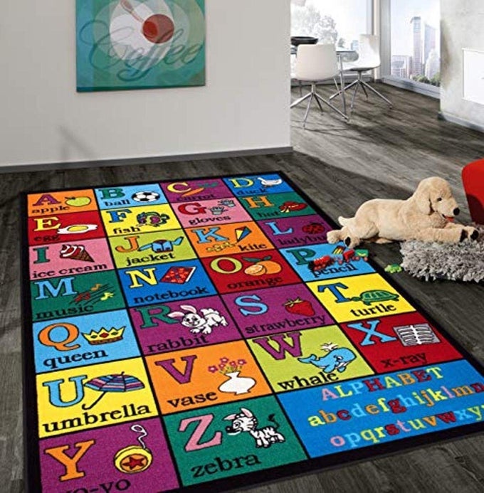 KIDS EDUCATIONAL LEARNING ALPHABET NON SKID NON SLIP AREA RUG 5 X 7 MULTI