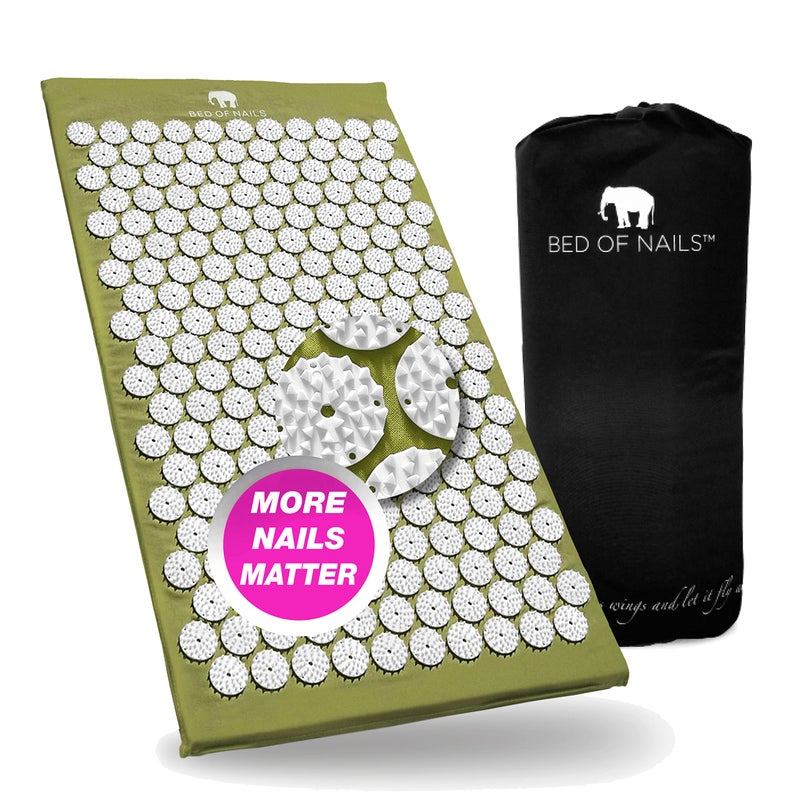 BED OF NAILS The Original Premium Acupressure Mat, 8,820 Acupuncture Pressure Points for Back Pain Relief, Increased Energy, Relaxation, FSA/HSA Eligible, with Drawstring Bag, 29 x 16 x 1, Green - Image 1