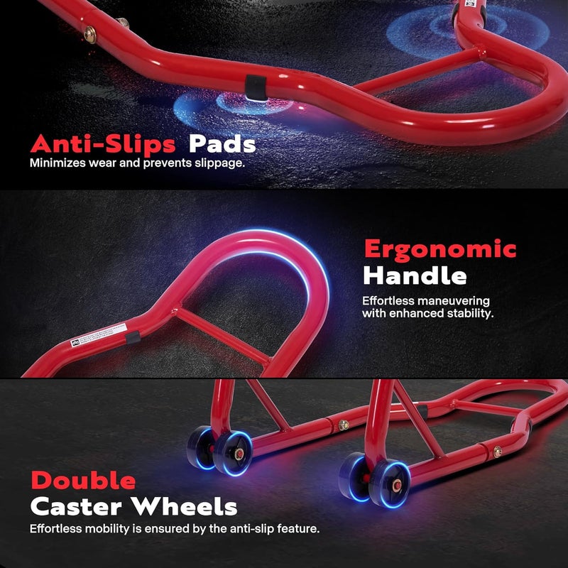 SPECSTAR Heavy Duty Motorcycle Rear Wheel Lift Paddock Stand for Sport Bikes - Red - Image 4