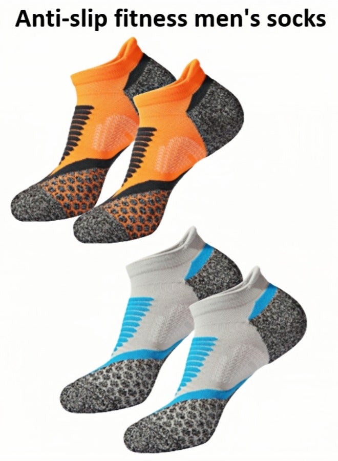 2 Pairs  Short Tube Sports Socks For Men, Moisture Wicking And Anti Slip Running Socks (one Size Fits All) - Image 1