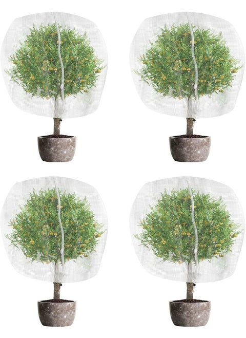 4 Pcs 65 x 82 Feet Fruit Tree Netting Insect Bird Barrier Bug Netting for Fruit Trees Mesh Garden Plant Cover with Drawstring for Protecting Tomato Flower Citrus Blueberry from Insect Bird Eating