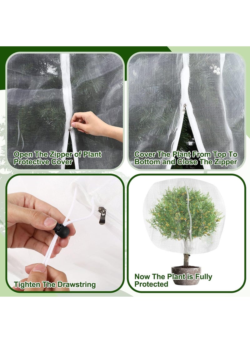 Riakrum 4 Pcs 65 x 82 Feet Fruit Tree Netting Insect Bird Barrier Bug Netting for Fruit Trees Mesh Garden Plant Cover with Drawstring for Protecting Tomato Flower Citrus Blueberry from Insect Bird Eating  - Image 3