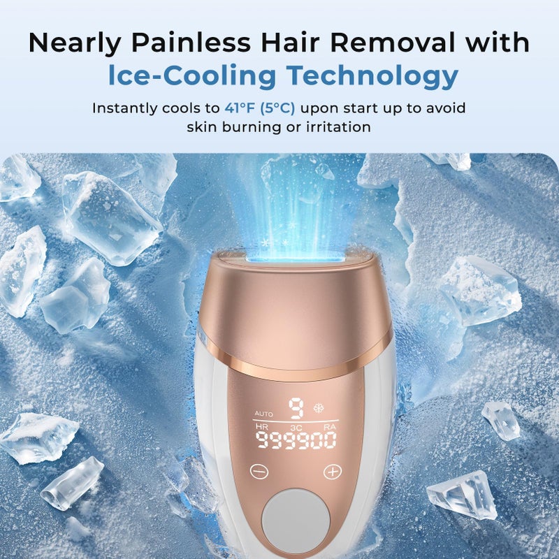 ZAIRUZ Ice Cool Laser Hair Removal for Women & Men, 9-Level Permanent Painless IPL Hair Remover Device for Body Face Legs Armpits Bikini Line, At-Home Use - Image 2