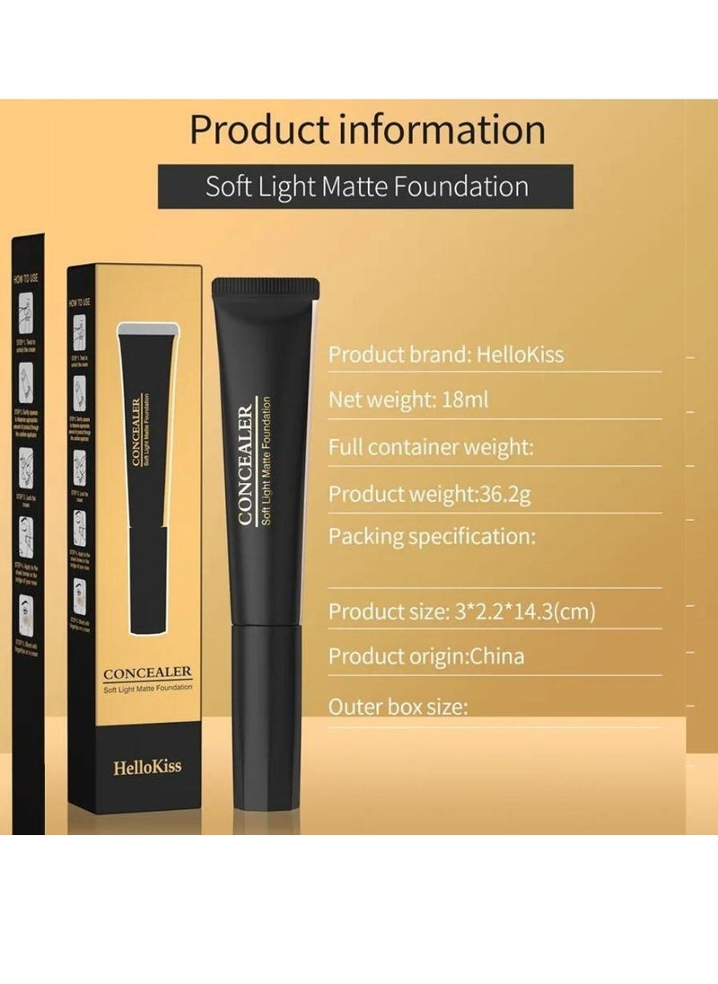 HelloKiss - Concealer Soft Light Matte Foundation Concealer Conceals Blemish and Redness Flawless Natural Coverage for Normal to Oily Skin Instant Age Rewind Eraser Dark Circles Treatment 04 - Image 1