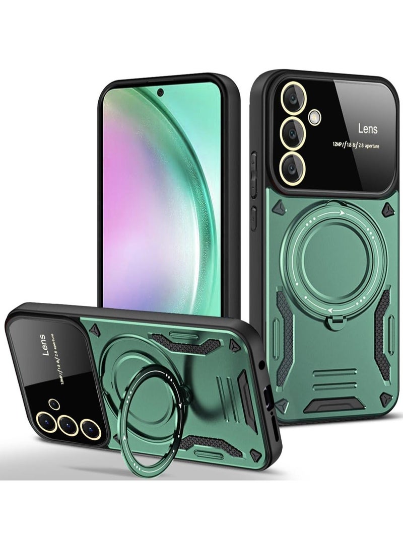 Arabest Magnetic Ring Case with Stand for Samsung Galaxy A55 5G,Built in 360° Rotatable Ring Stand Slim Protective Shockproof Phone Case for Galaxy A55 5G (Green)