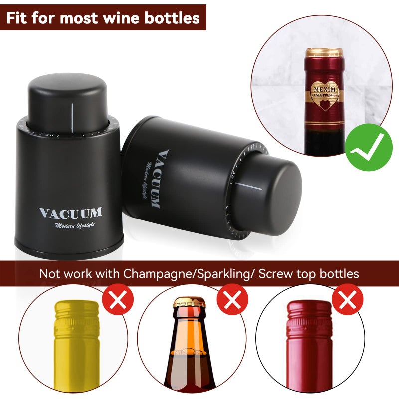 Sunwuun [2 PACK]Wine Bottle Stoppers,Real Vacuum Wine Stoppers,Reusable Wine Preserver,Wine Corks Keep Fresh,Best Gifts for Wine Lovers for christmas gifts. - Image 2