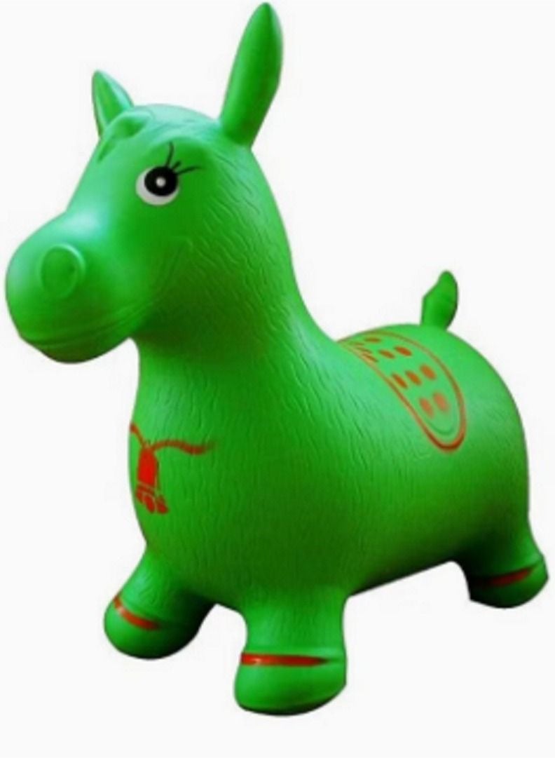 لعبة حصان مطاطي أخضر للأطفال (LARGE) - Image 1