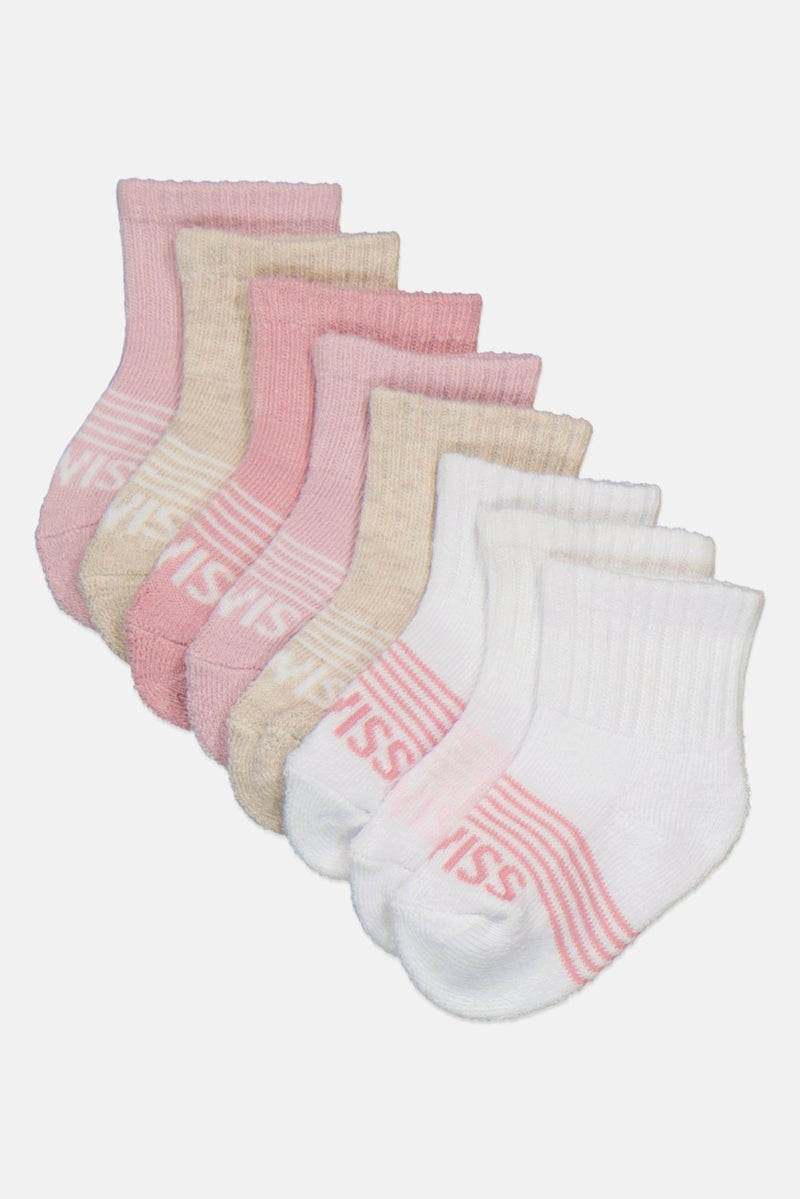 K-SWISS Toddlers Girl 8 Pairs Brand Logo Cushion Ankle Socks, Multicolor - Image 1