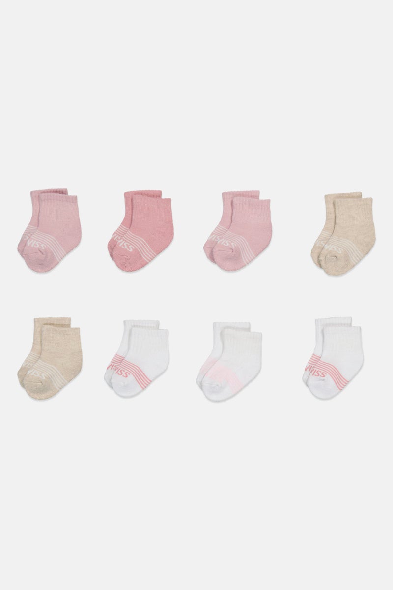K-SWISS Toddlers Girl 8 Pairs Brand Logo Cushion Ankle Socks, Multicolor - Image 3