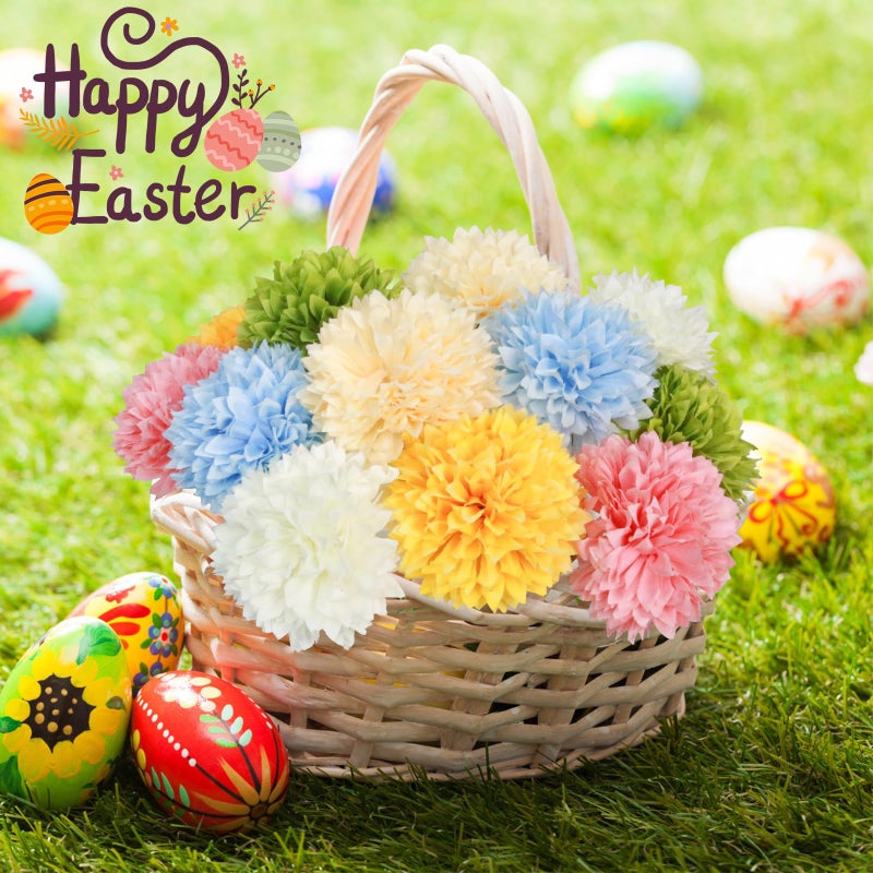 Tinsow 12 pcs Artificial Flowers Easter Faux Ball Chrysanthemum Bouquet Flowers Wedding Bouquet for Spring Home Garden Party Wedding Decoration (Mixed Color) - Image 3