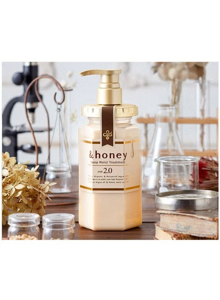&Honey Deep Moist Hair Treatment 2.0 with Organic Honey & Argan Oil for Dry and Damaged Hair, Sulfate-Free, Lavender Honey Scent, 445g - Image 2