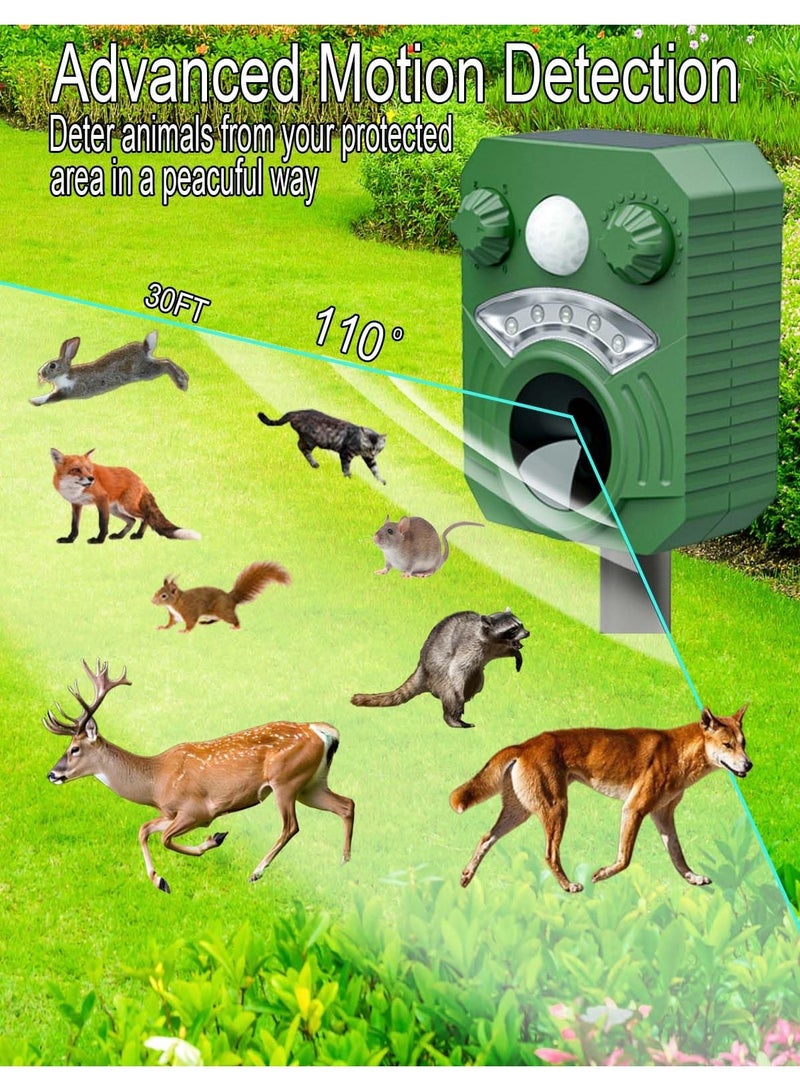 Generic 2025 Upgraded Solar Ultrasonic Animal Repellent Cat Raccoon Deer Coyote Squirrel Skunk Fox Armadillo Rat Deterrent with Motion Activated Waterproof LED Flash, Easy Setup for Outdoor Protection  - Image 2