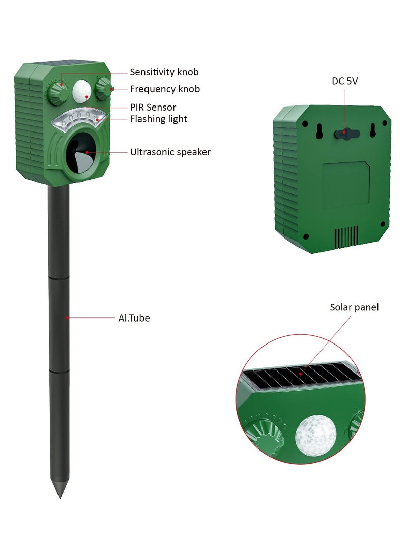 Generic 2025 Upgraded Solar Ultrasonic Animal Repellent Cat Raccoon Deer Coyote Squirrel Skunk Fox Armadillo Rat Deterrent with Motion Activated Waterproof LED Flash, Easy Setup for Outdoor Protection  - Image 3