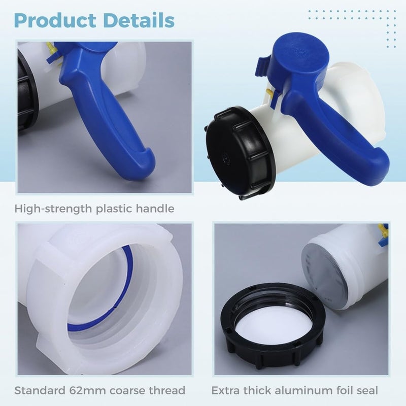 Ibc Tank Universal Outlet Valve, 62Mm Dn40 Flap Valve For Acidic, Basic, Organic Solvents, And Rain Barrels - Image 2