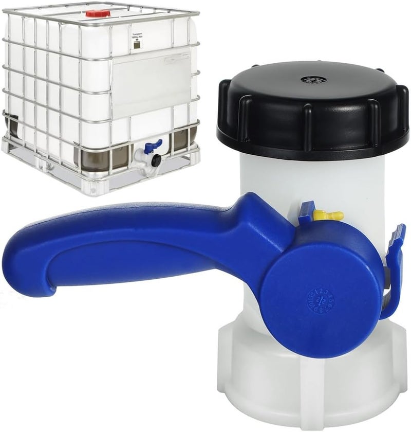 Ibc Tank Universal Outlet Valve, 62Mm Dn40 Flap Valve For Acidic, Basic, Organic Solvents, And Rain Barrels - Image 1