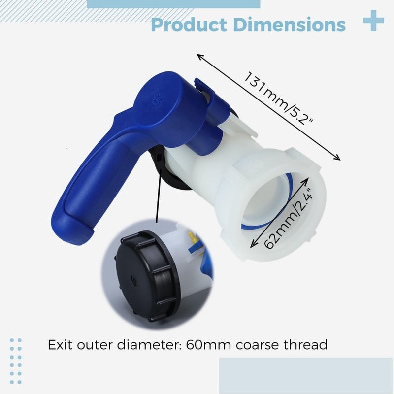 Ibc Tank Universal Outlet Valve, 62Mm Dn40 Flap Valve For Acidic, Basic, Organic Solvents, And Rain Barrels - Image 5