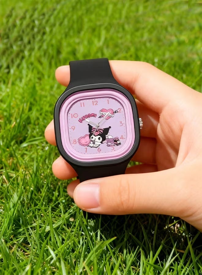Sanrio Black Square Cartoon Sanrio Kuromi Pattern Children's Watch Silicone Strap Suitable for All Ages Kids Gift Watches - Image 3