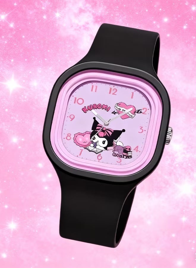 Sanrio Black Square Cartoon Sanrio Kuromi Pattern Children's Watch Silicone Strap Suitable for All Ages Kids Gift Watches - Image 4