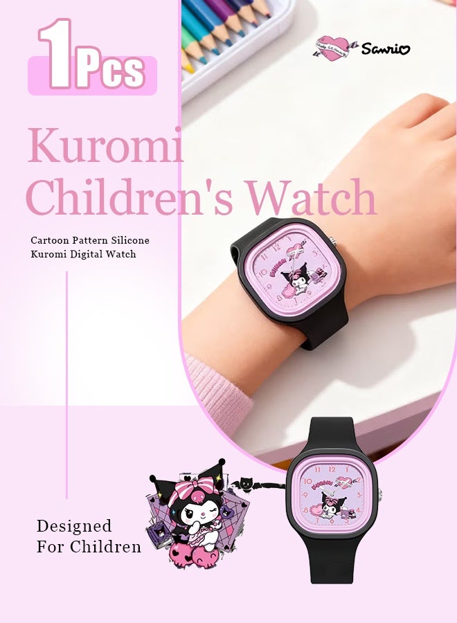 Sanrio Black Square Cartoon Sanrio Kuromi Pattern Children's Watch Silicone Strap Suitable for All Ages Kids Gift Watches - Image 1