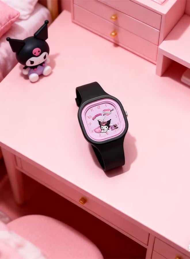 Sanrio Black Square Cartoon Sanrio Kuromi Pattern Children's Watch Silicone Strap Suitable for All Ages Kids Gift Watches - Image 2