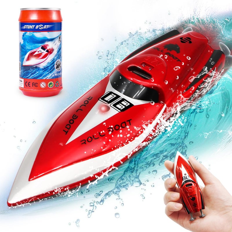 LAFALA Mini Remote Control Boat RC Boat 24Ghz 360 Rotating bulitin Rechargeable Battery Swimming Pool Toys Remote Control Boats for Kids 812 Years Birthday Gift Red - Image 3