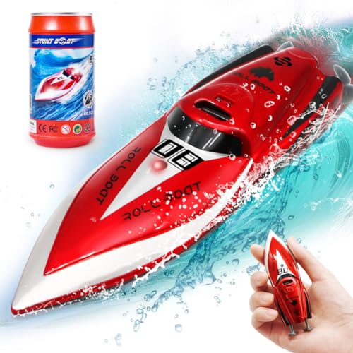 LAFALA Mini Remote Control Boat RC Boat 24Ghz 360 Rotating bulitin Rechargeable Battery Swimming Pool Toys Remote Control Boats for Kids 812 Years Birthday Gift Red - Image 1