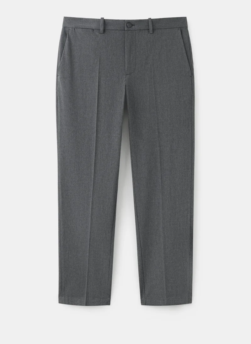 Mango Man 94-GRIS MEDIO VIGORE Bologna Cropped Slim-Fit Trousers for Men | Best Price UAE