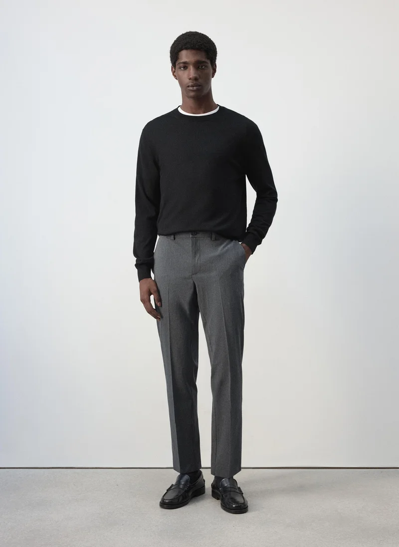 Mango Man 94-GRIS MEDIO VIGORE Bologna Cropped Slim-Fit Trousers for Men | Best Price UAE