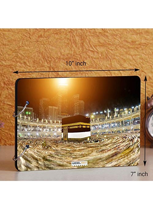 Webelkart Webelkart Premium Wooden Macca Madina Haj Travel Memories DIY HD Printed Photo Album Scrapbook Memory Book, Photo Album- 25.40 cm x 17.78 cm x 4 cm (JC04929)  - Image 2