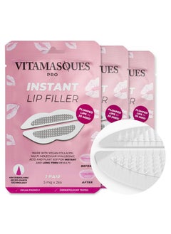 Instant Lip Filler for Plumped Lips in 30 Mins by Vitamasques, 3 Pack - Vegan Collagen, Multi-Molecular Hyaluronic Acid & 400 Dissolving Micro-Dart Technology for Instant & Long-Lasting Results