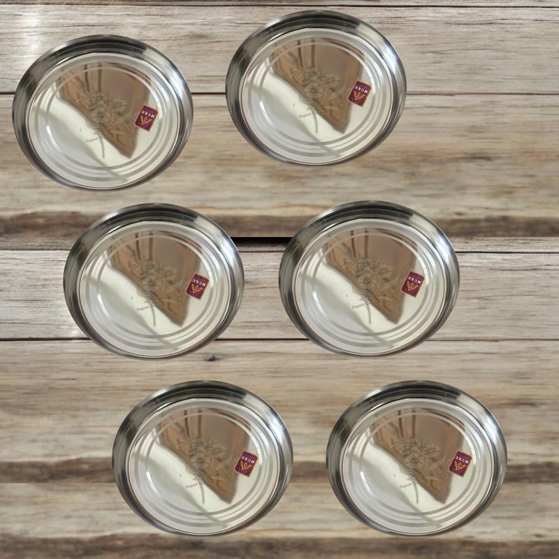 KITCART Stainless Steel Thali PlatesDinner Plates Set of 6pcs for Home Restaurants Durable and Elegant Design for Everyday Use - Image 2