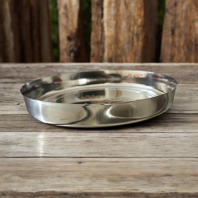KITCART Stainless Steel Thali PlatesDinner Plates Set of 6pcs for Home Restaurants Durable and Elegant Design for Everyday Use - Image 3