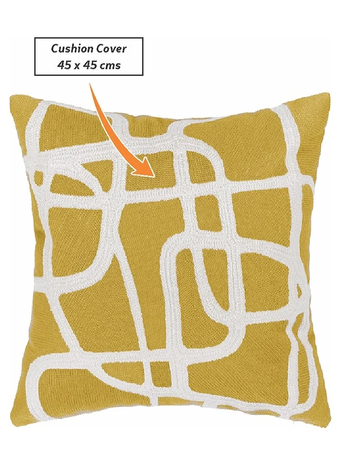 Donetella Decorative Embroidered Cushion Cover yellow/White 45x45Cm (Without Filler)