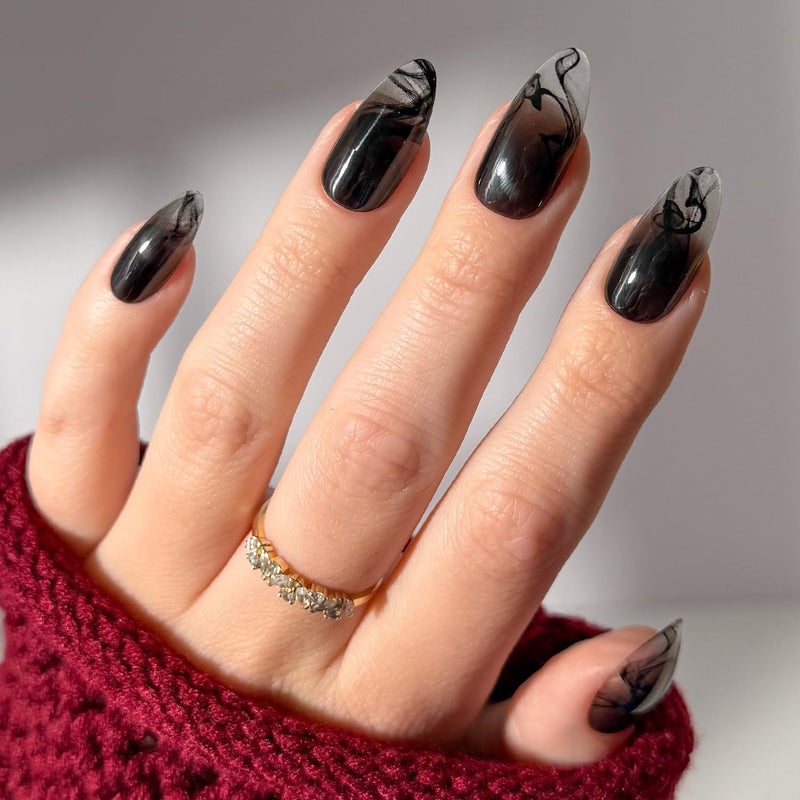 Glamnetic Press On Nails x Harry Potter Dementor Medium Almond Fake Nails with Smoky Black Gradient Tips Salon Quality Officially Licensed 15 Sizes 30 Nail Kit with Glue - Image 2