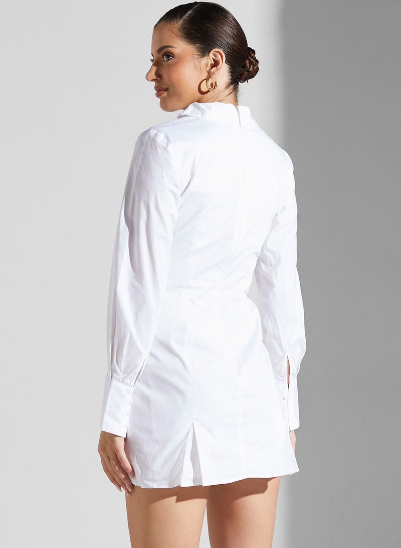Plunge Neck Shirt Dress