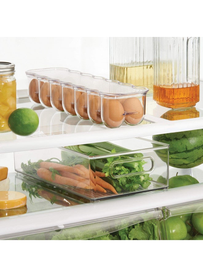 iDesign Plastic Egg Holder for Refrigerator with Handle and Lid, Fridge Storage Organizer for Kitchen, Holds up to 14, 4.25" x 14.5" x 3", Clear - Image 2