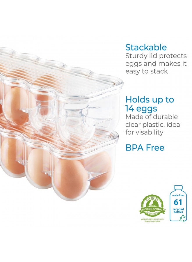 iDesign Plastic Egg Holder for Refrigerator with Handle and Lid, Fridge Storage Organizer for Kitchen, Holds up to 14, 4.25" x 14.5" x 3", Clear - Image 5