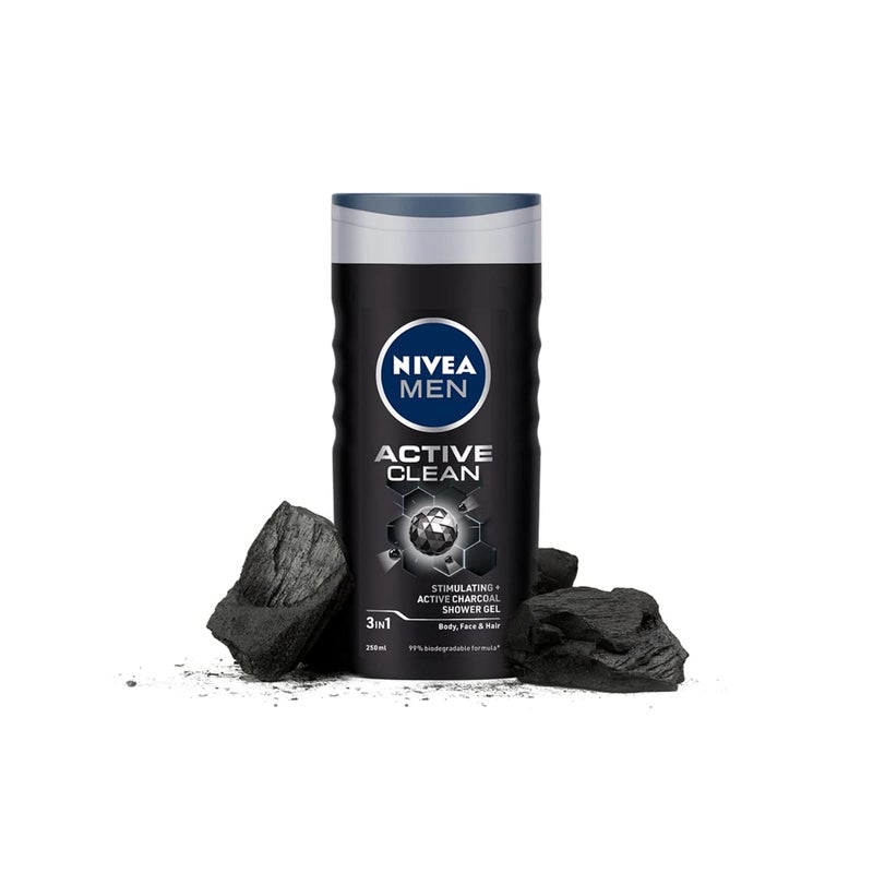 NIVEA MEN غسول شعر ووجه وجسم نيفيا للرجال، جل استحمام نشط، 250 مل - Image 2