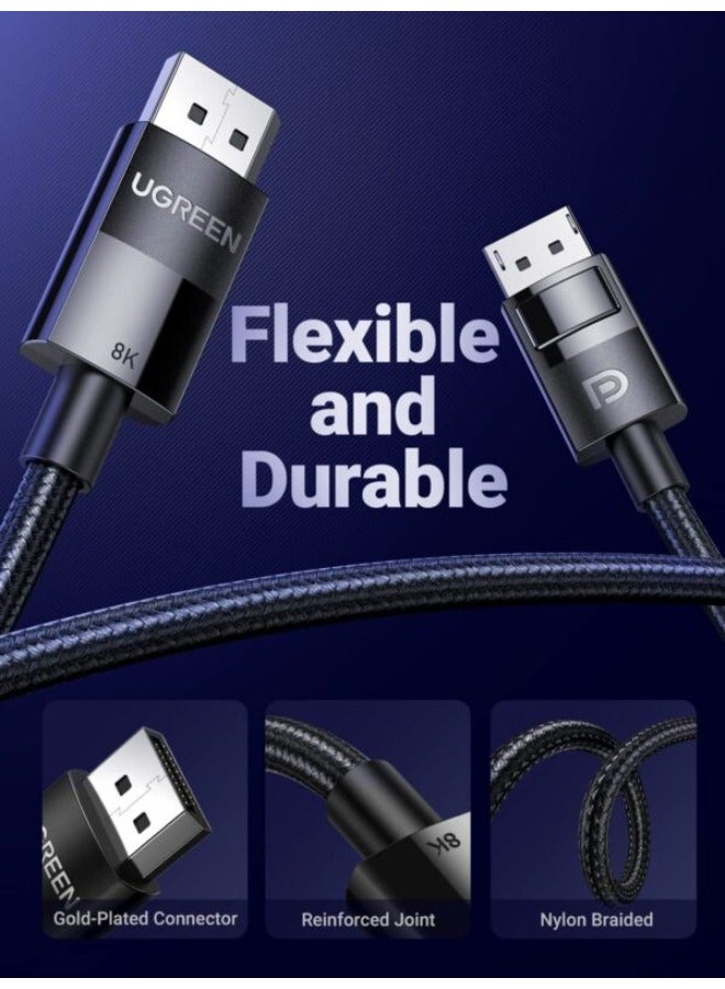 يو جرين UGREEN 80392 DP114 DP 1.4 ذكر لذكر حافظة بلاستيكية 2 متر كابل مضفر - Image 2