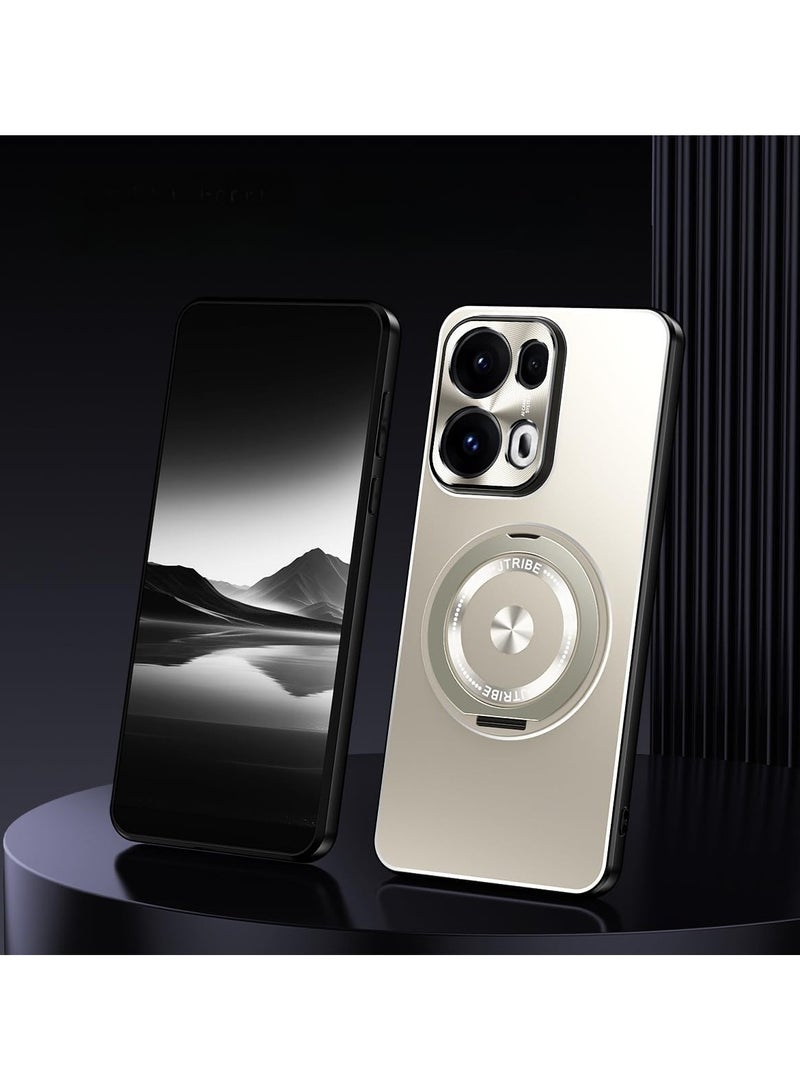 Magnetic case compatible with OPPO Reno 13 Pro with 360° rotating stand and lens protector, compatible with Mag-Safe, PC alloy shock and drop protective case