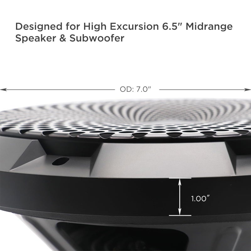 Recoil SG-65P Pair 6.5-Inch High Excursion Black Steel Mesh Grille for Midrange Speakers & Subwoofers - Image 4