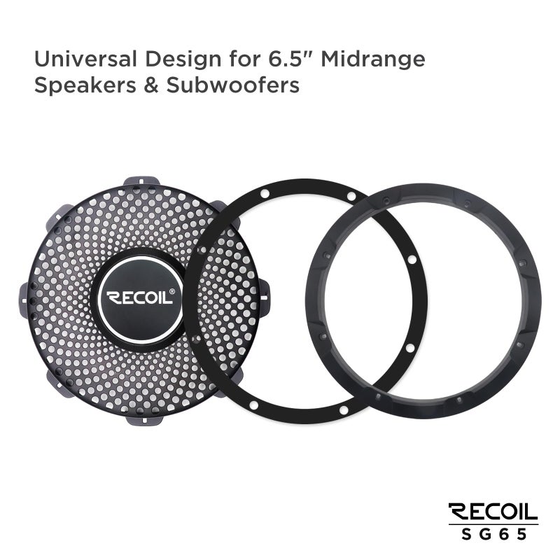 Recoil SG-65P Pair 6.5-Inch High Excursion Black Steel Mesh Grille for Midrange Speakers & Subwoofers - Image 2