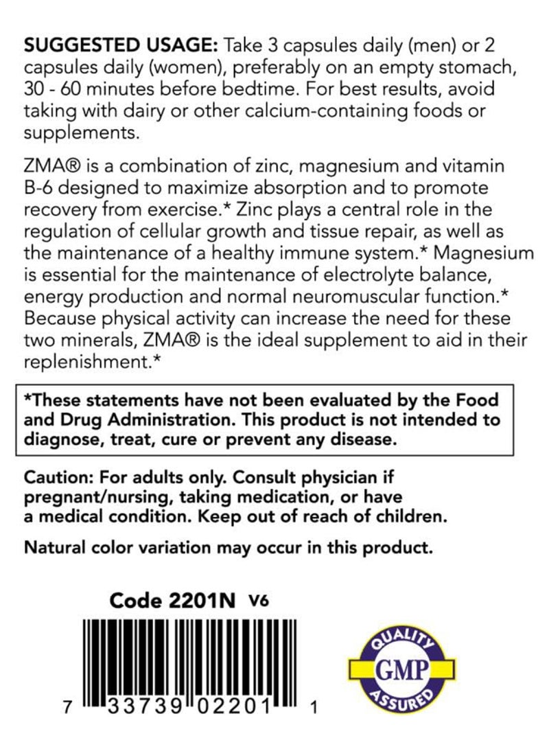 now Zma Zinc Magnesium And Vitamin B6 180 Capsules - Image 3