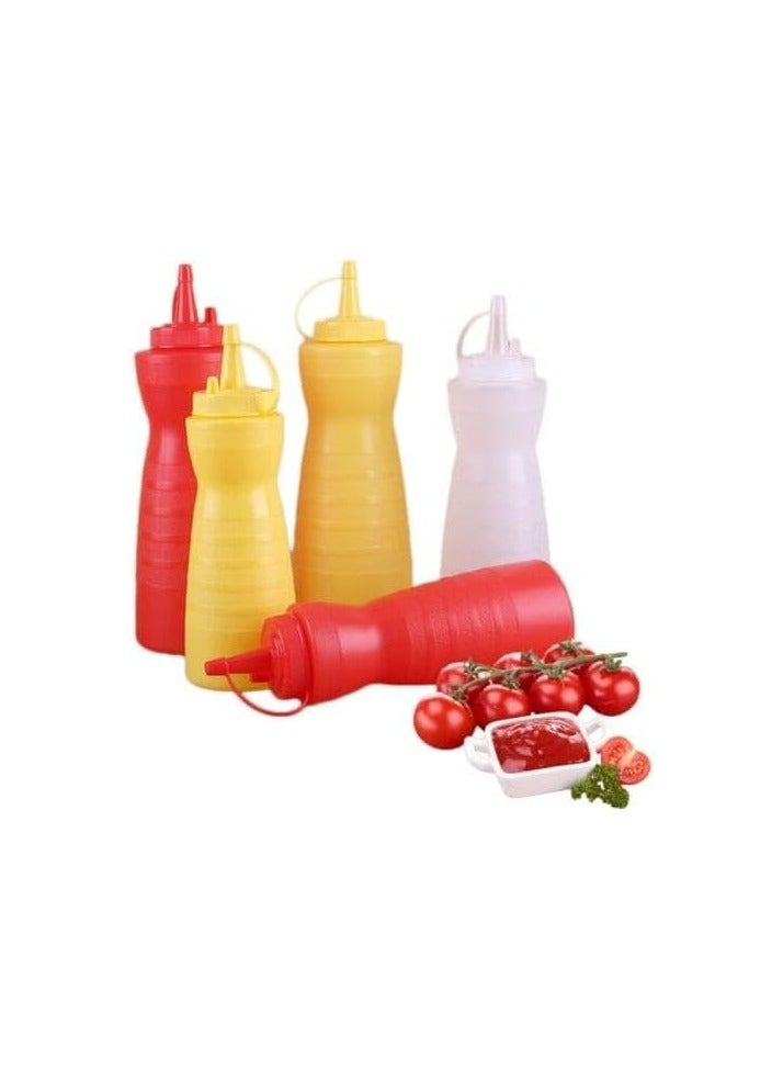 زجاجات كاتشب وخردل بلاستيكية قابلة لاعادة الملء عبوتان احمر واصفر للمطبخ ومستلزمات المطاعم وشاحنات الطعام - Image 2