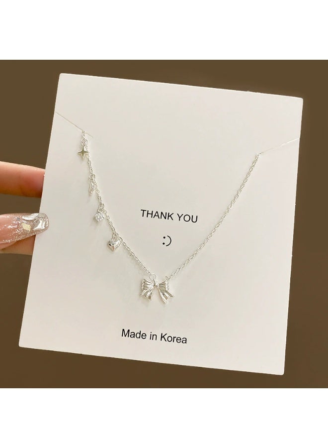 Goolsky Princess Style Silver Bowknot Pendant Necklace – Sweet Romantic Jewelry, Bowknot Pendant, Daily Wear/Gifting for Girls, Princess Charm - Image 4