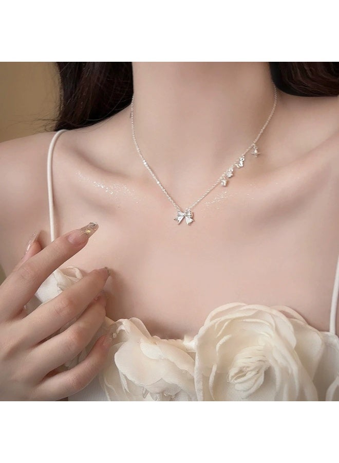 Goolsky Princess Style Silver Bowknot Pendant Necklace – Sweet Romantic Jewelry, Bowknot Pendant, Daily Wear/Gifting for Girls, Princess Charm - Image 3