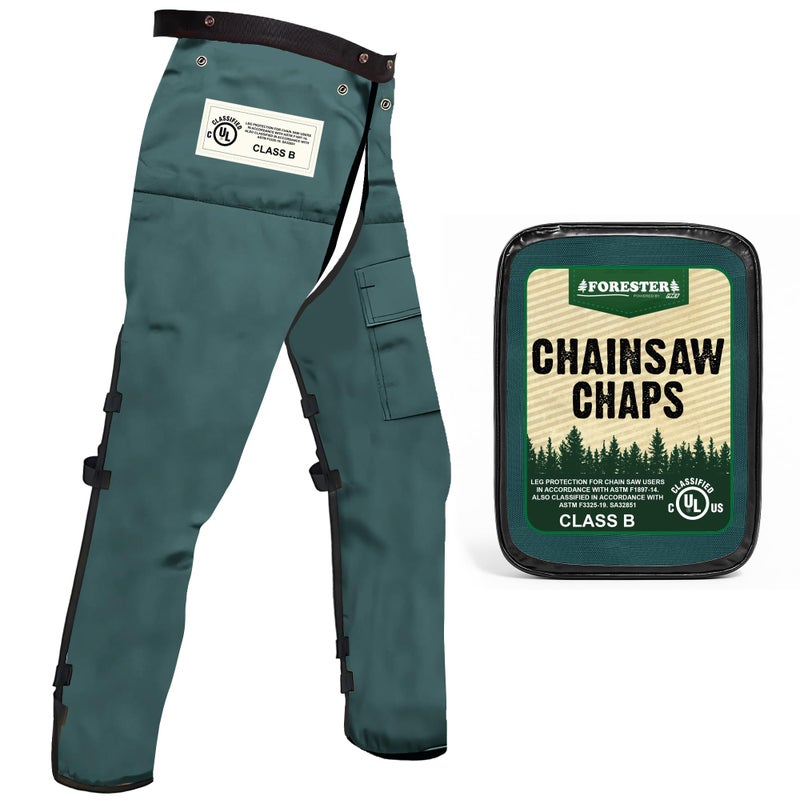 FORESTER Chainsaw Chaps for Men & Women | Apron Style Men's Chain Saw Chaps with Pocket & Adjustable Waist | Chainsaw Safety Equipment | Forest Green 37" - Image 1