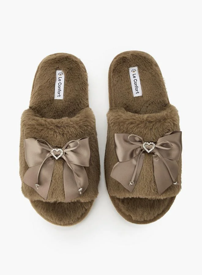 Le Confort Women Faux Fur Bedroom Slippers